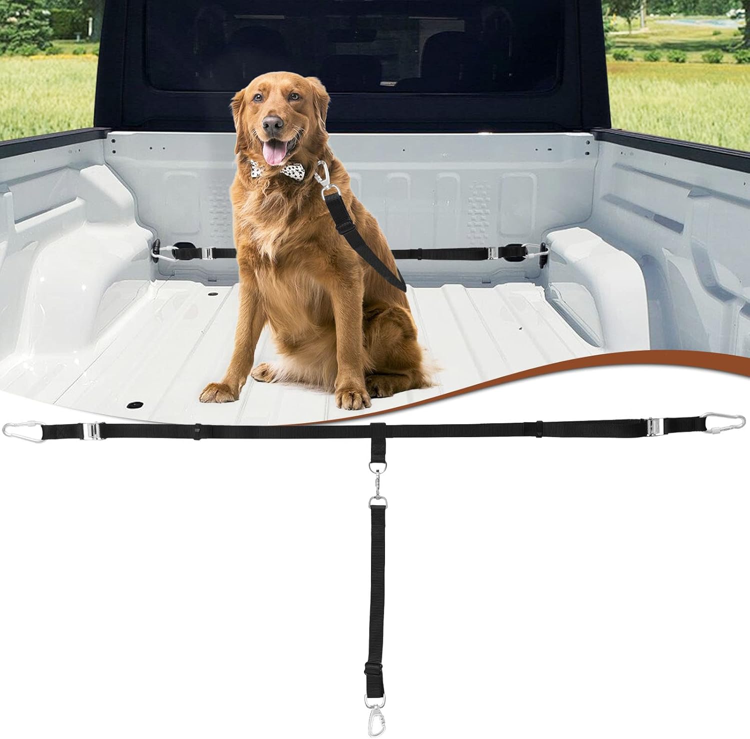 Sistema de correa para perro para cama de camión, correa de amarre para recogida de perro, cinturón de arnés de automóvil para perro, correa de