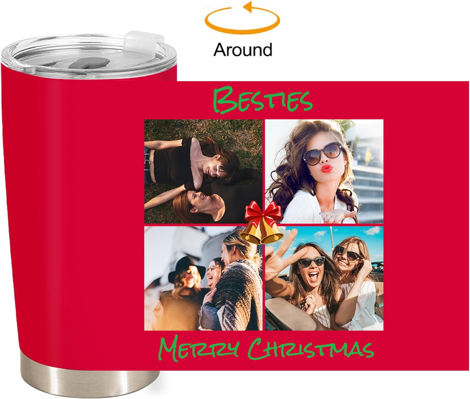 Tazas de café personalizadas con texto fotográfico de 20 oz30 onzas, impresión 3D, 4 imágenes, vasos de acero inoxidable de doble pared con