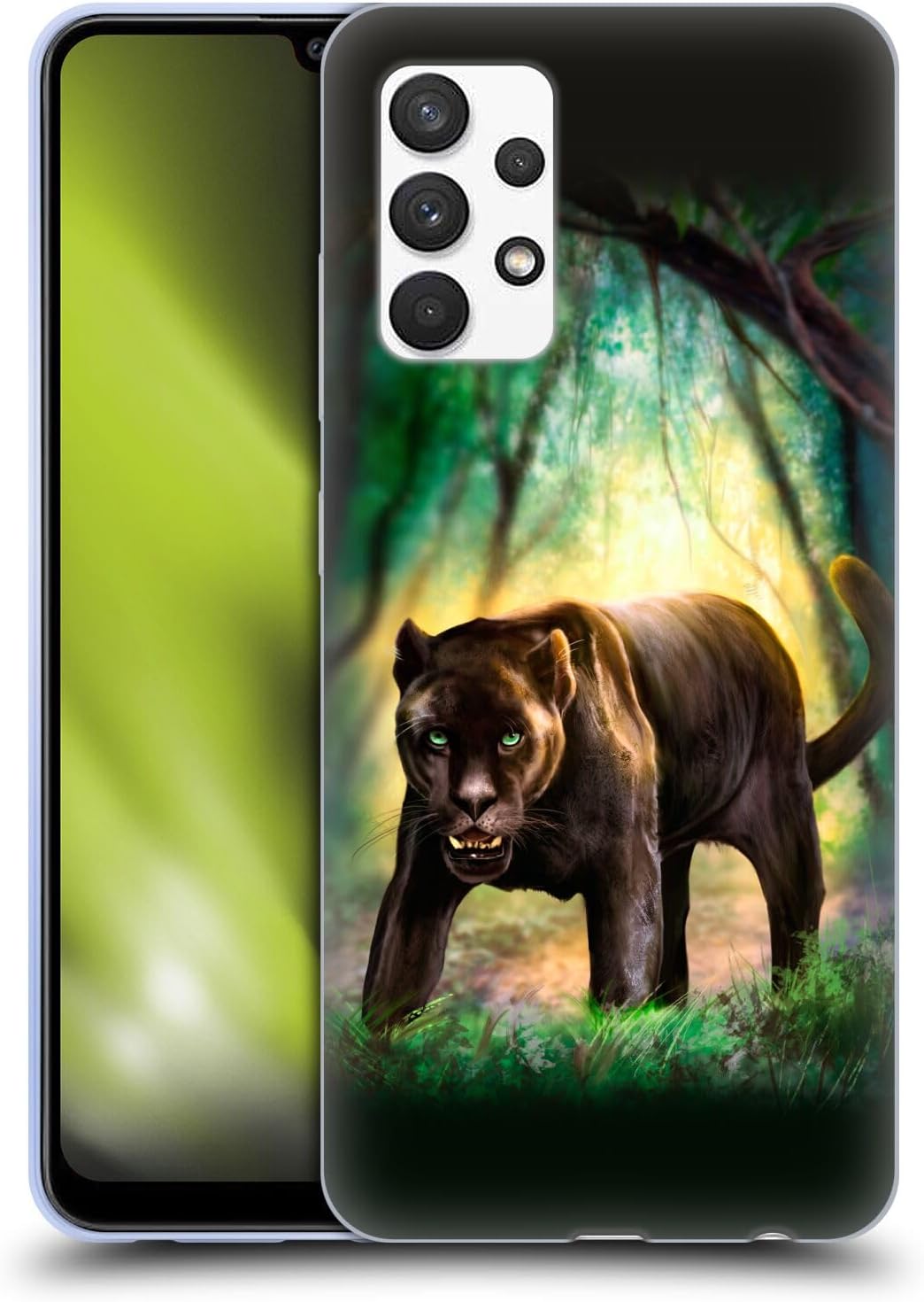 Head Case Designs Officially Licensed Anthony Christou Black Panther Fantasy Art Soft Gel Case Compatible with Samsung Galaxy A32 (2021)