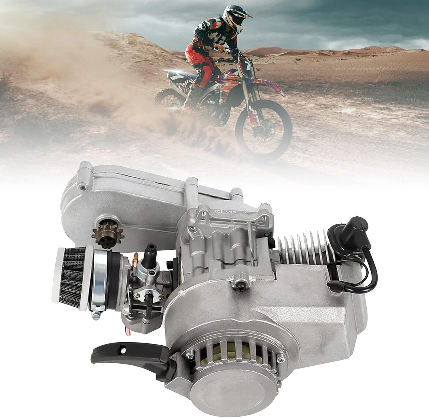 Motor de motor de 2 tiempos con filtro de aire de carburador caja de engranajes para mini bici de suciedad, ATV Scooter Quad