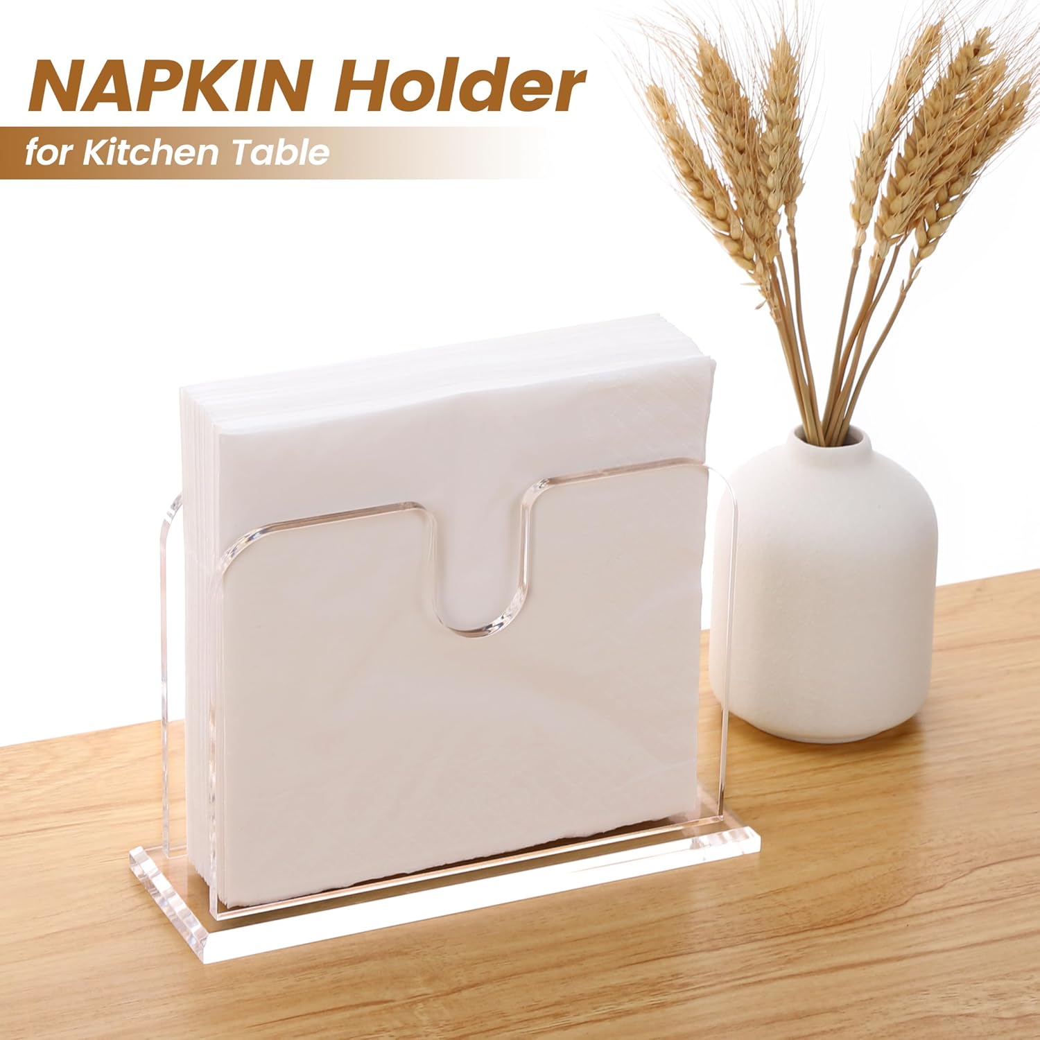 Servilletero de acrílico, soporte para servilletas transparente para mesa, soporte de acrílico para servilletas de cóctel de pie, soporte para