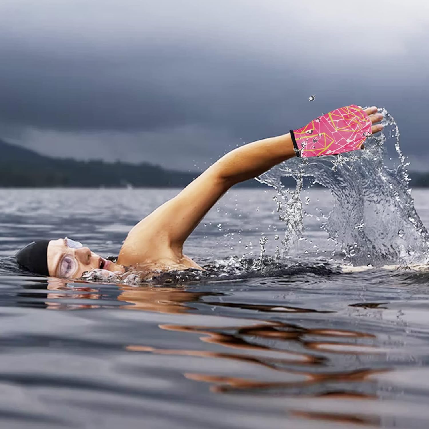 1 par de guantes de natación de fitness acuático, guantes de resistencia al agua, guantes de malla para natación, entrenamiento, equipo de ejercicio