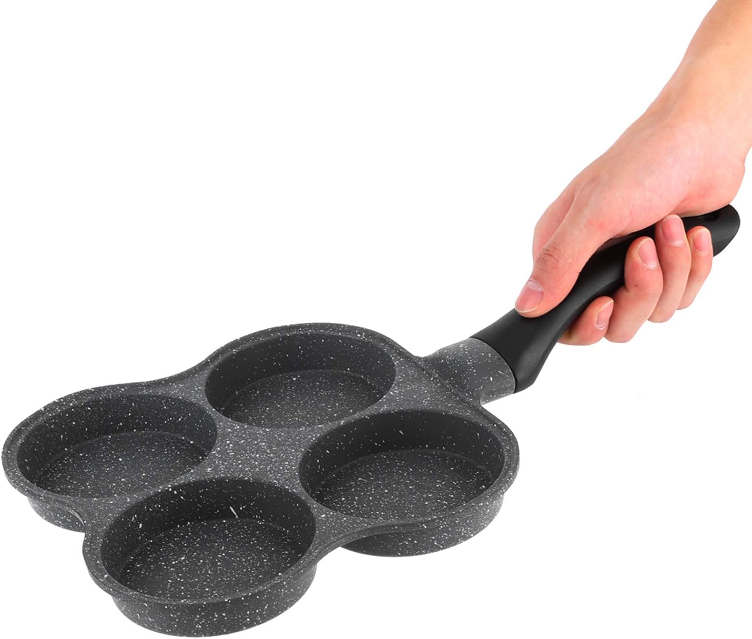 VTOSEN Sartén para 4 huevos, sartén para tortillas, antiadherente, fácil de limpiar, para desayuno, panqueques, huevos escalfados, adecuada para