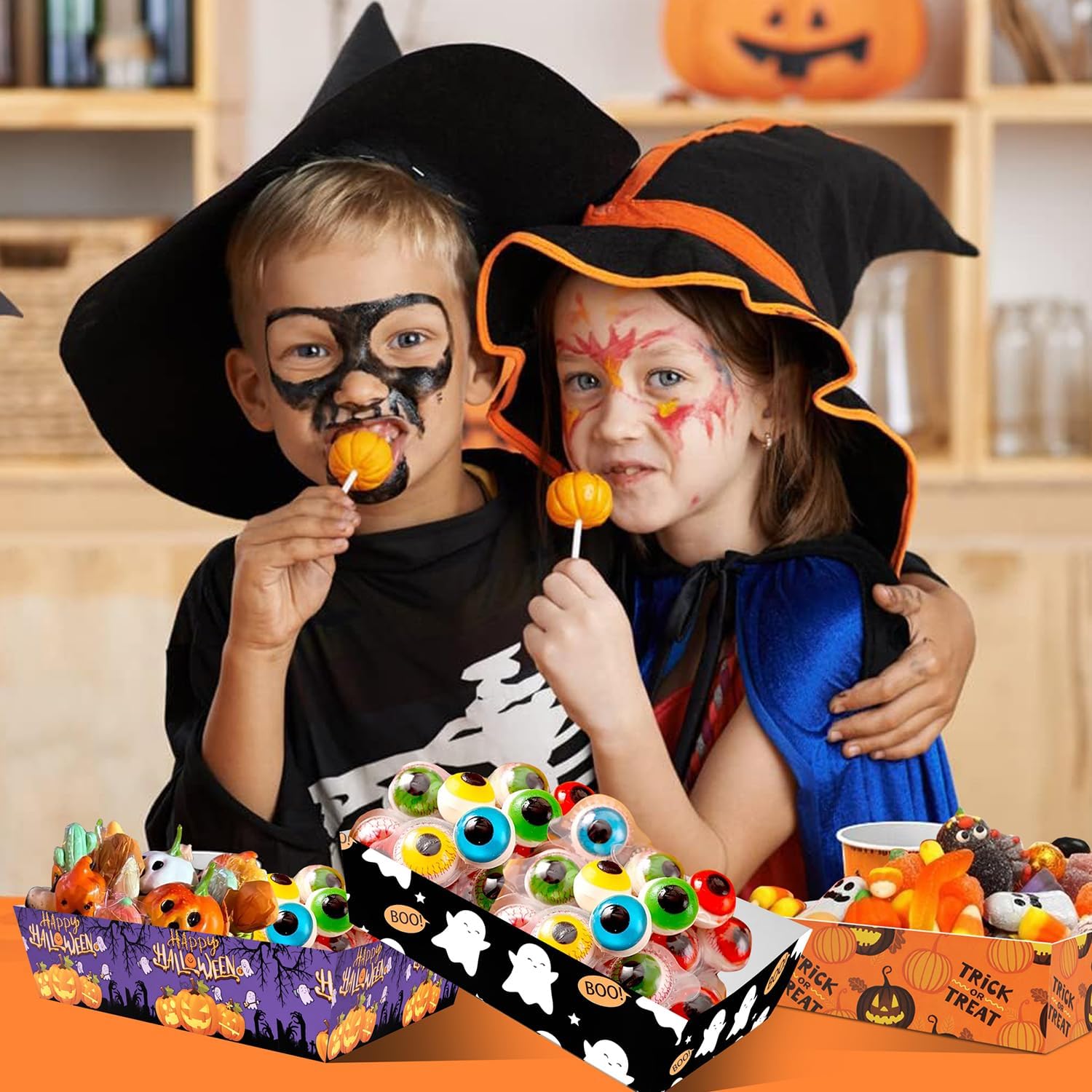 Suministros para fiesta de Halloween, 60 bandejas de papel de Halloween, bandejas de aperitivos para dulces de Halloween, bandejas para Halloween,