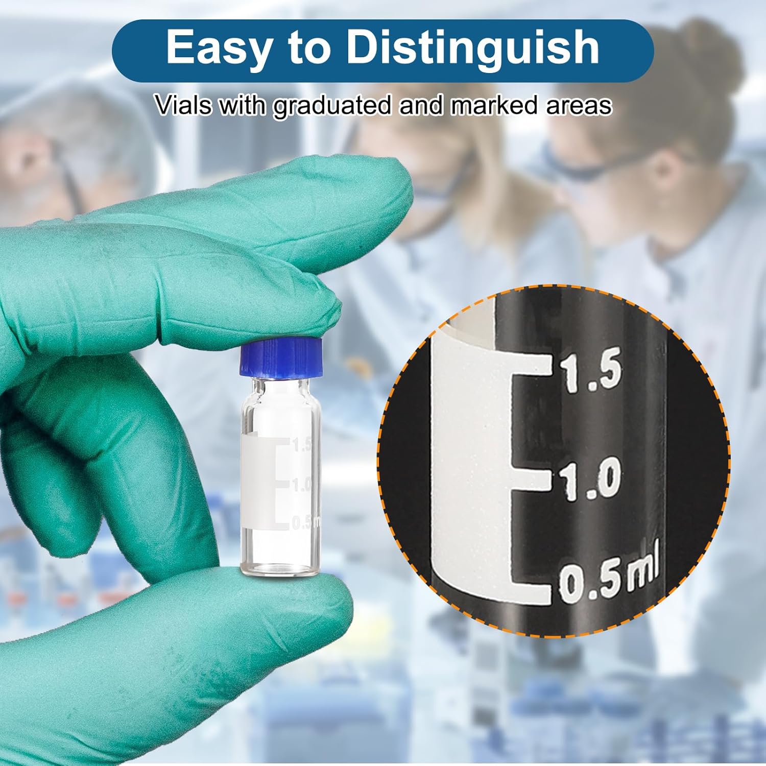 PATIKIL Vial de muestreo automático de 0.1 fl oz, paquete de 1000 viales HPLCGC 9-425 viales transparentes de laboratorio, vial de muestra, tapón de