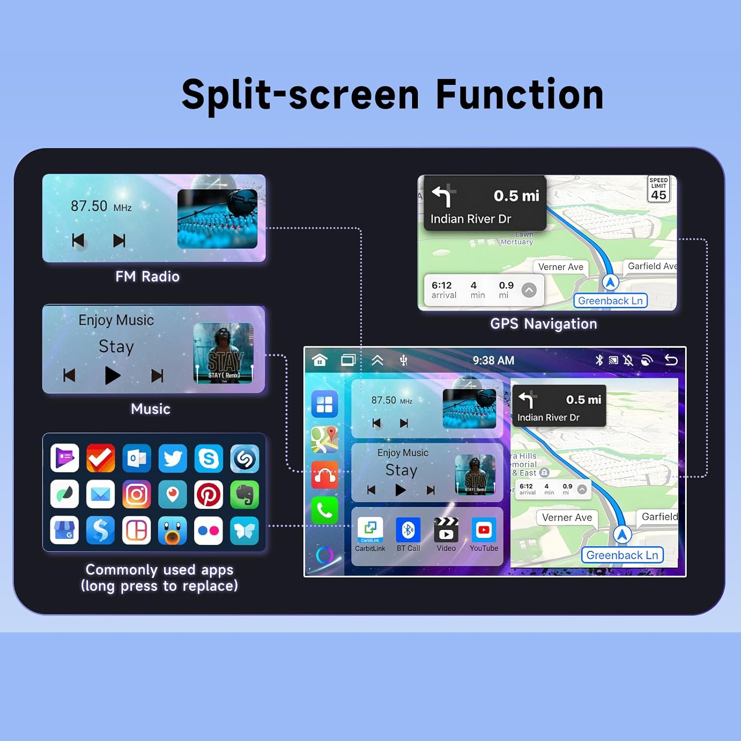 2G 64G para Mercedes Benz W164 X164 ML350 ML500 ML280 GL320 GL350 GL450 2005-2011 Android estéreo de coche con Apple Carplay, pantalla táctil de 9
