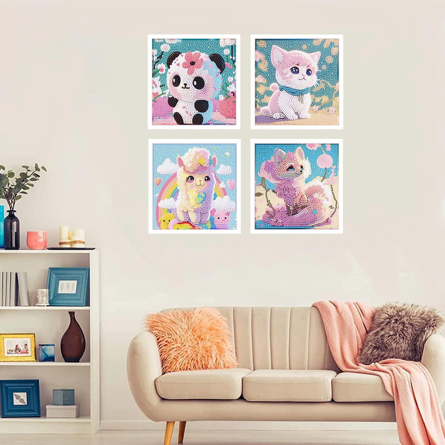 ijbnhd Kits de pintura de diamantes para adultos, animales, arte de diamantes por números, kits de artes y manualidades para niñas de 6 a 8 a 10 a