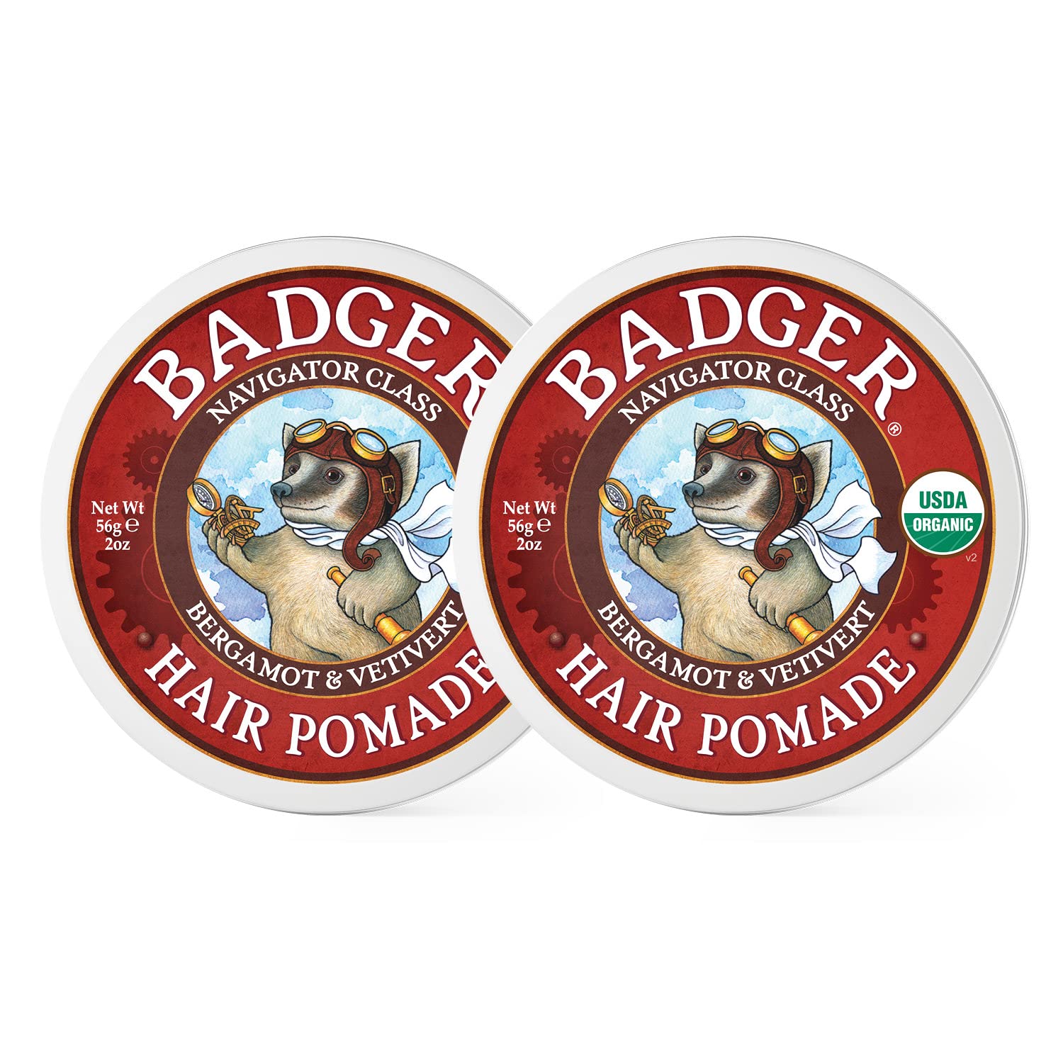 Badger – Pomada para el cabello, orgánica certificada, pomada para el cabello de sujeción media con gran brillo, aceites esenciales, pomada para el