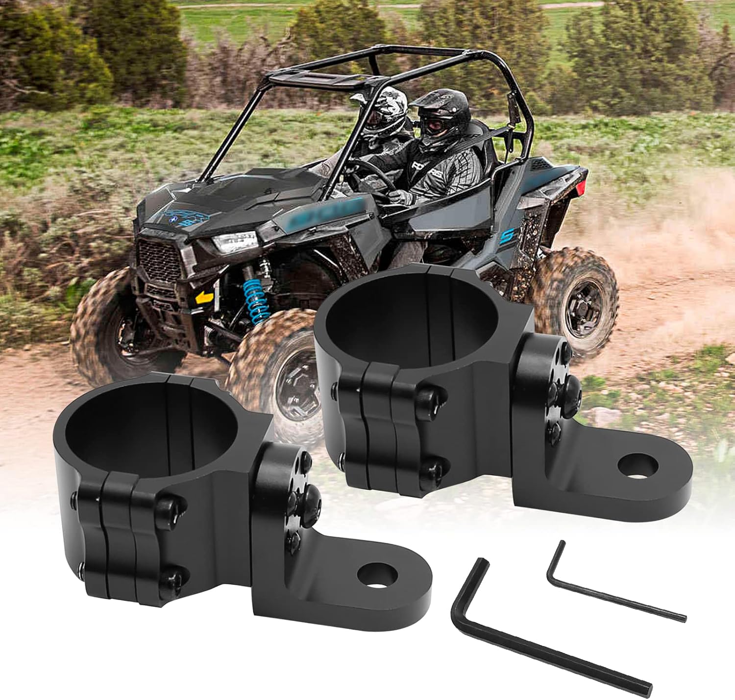 2 soportes de antena de montaje de luz de látigo ajustables para UTV, para barra antivuelco de 1.5 a 2 pulgadas, repuesto para Polaris RZR 900 1000