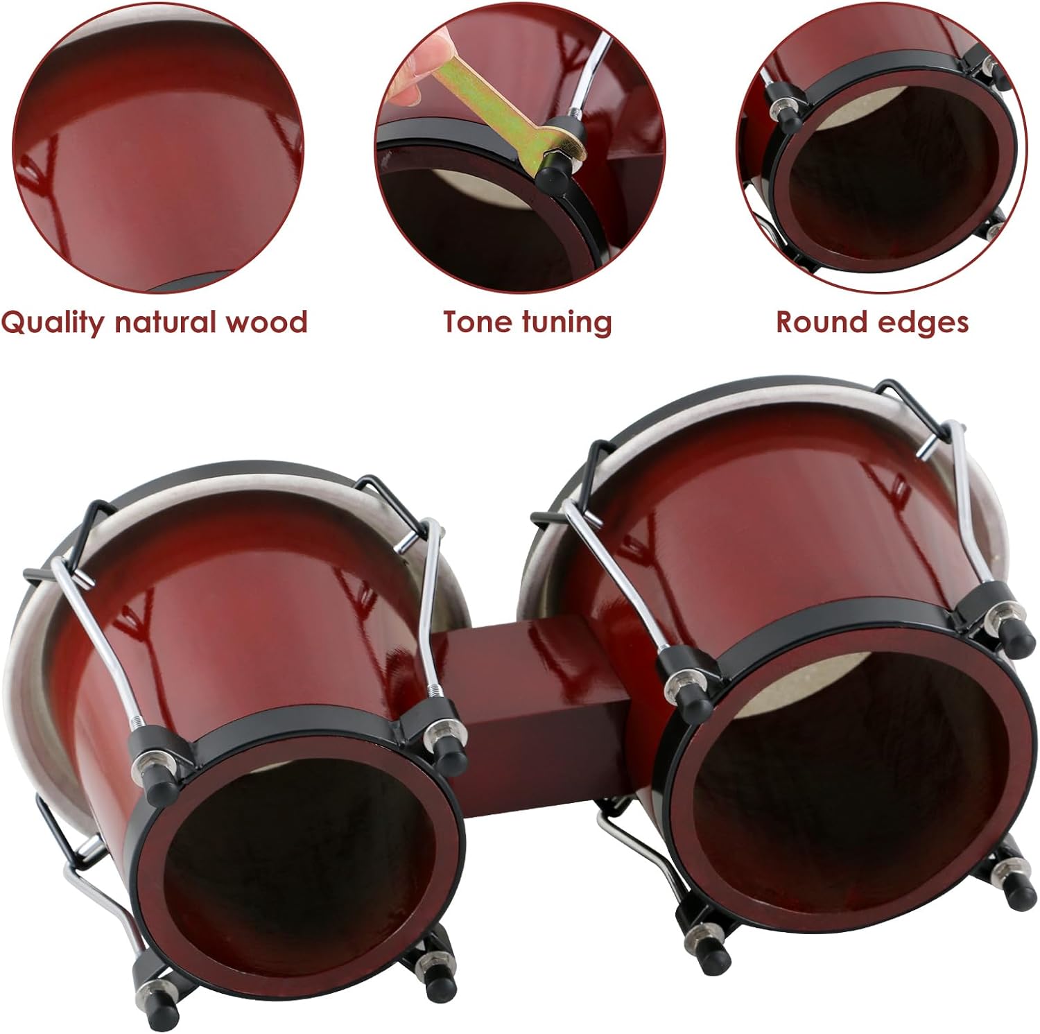 EASTROCK Bongo – Juego de bongos de 6 y 7 pulgadas para adultos, niños, principiantes, profesionales, instrumentos de percusión de madera y metal