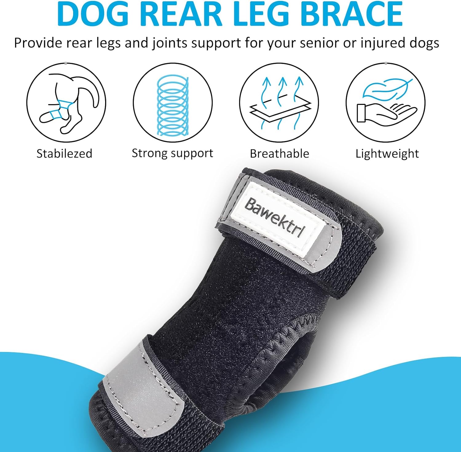 Soportes para patas de perro para patas traseras, soporte para patas traseras con tiras de metal, correas reflectantes de seguridad para piernas