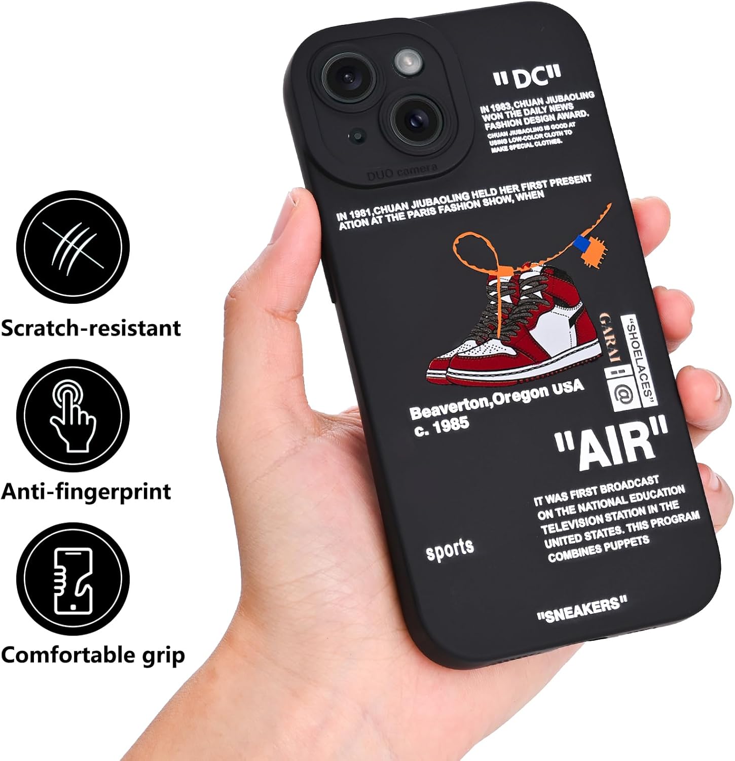 Funda compatible con iPhone 15, marca de zapatos deportivos con diseño creativo pintado de silicona suave, a prueba de golpes, para iPhone 15 de 6.1