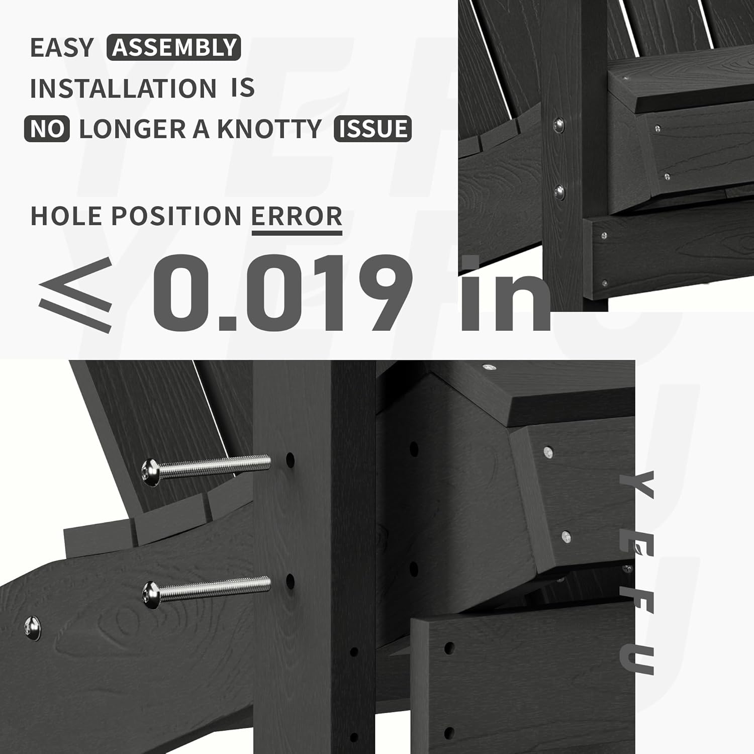 YEFU Juego de 2 sillas Adirondack de plástico resistentes a la intemperie, sillas para exteriores, 5 escalones, fácil instalación, como madera real,