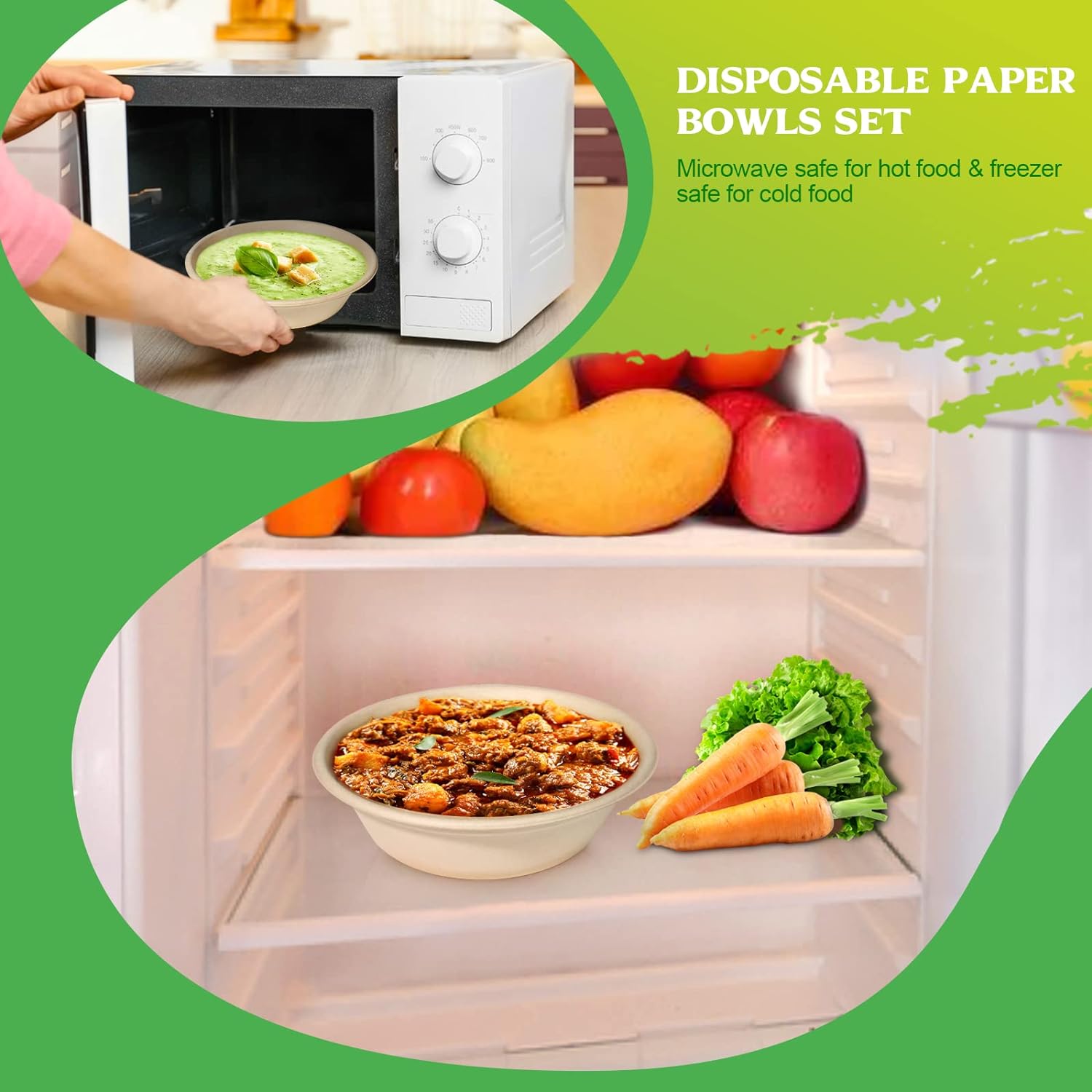greensight Cuencos compostables resistentes de 32 onzas, paquete de 150 cuencos de papel desechables, cuencos biodegradables ecológicos hechos de