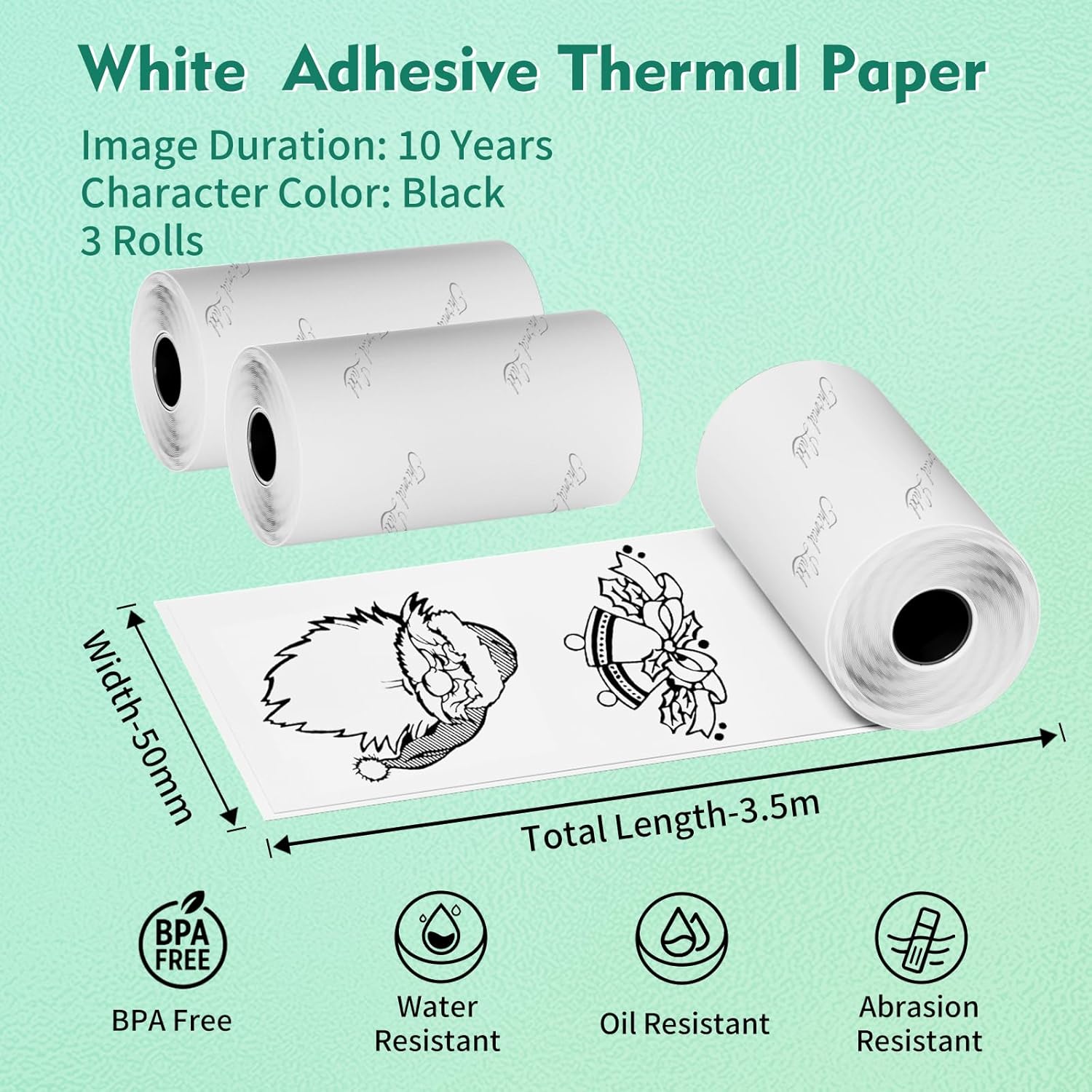 Ponek Mini papel autoadhesivo para impresora de bolsillo M02T02M02 ProM02SM03M03ASM04S, papel adhesivo para diario, fotos, notas, manualidades,