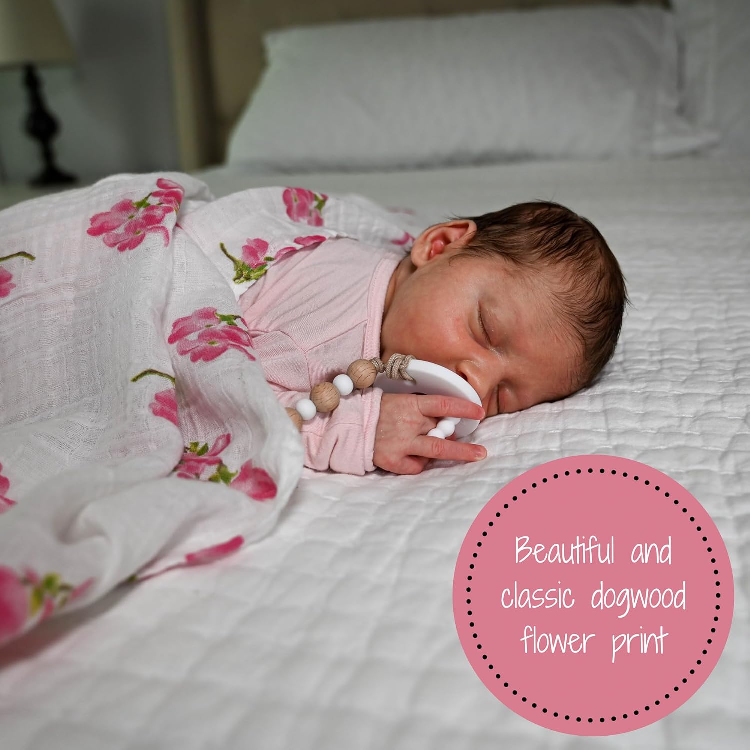 Manta para envolver  100% algodón de muselina  Artículos esenciales para recién nacidos y bebés para niñas, registro  Estampado de flores de cornejo