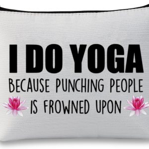 Regalo de yoga, regalo para amantes del yoga, bolsa de maquillaje para instructor de yoga, bolsa de maquillaje I Do Yoga Because Punch People Is Regalo de yoga, regalo para amantes del yoga, bolsa de maquillaje para instructor de yoga, bolsa de maquillaje I Do Yoga Because Punch People Is