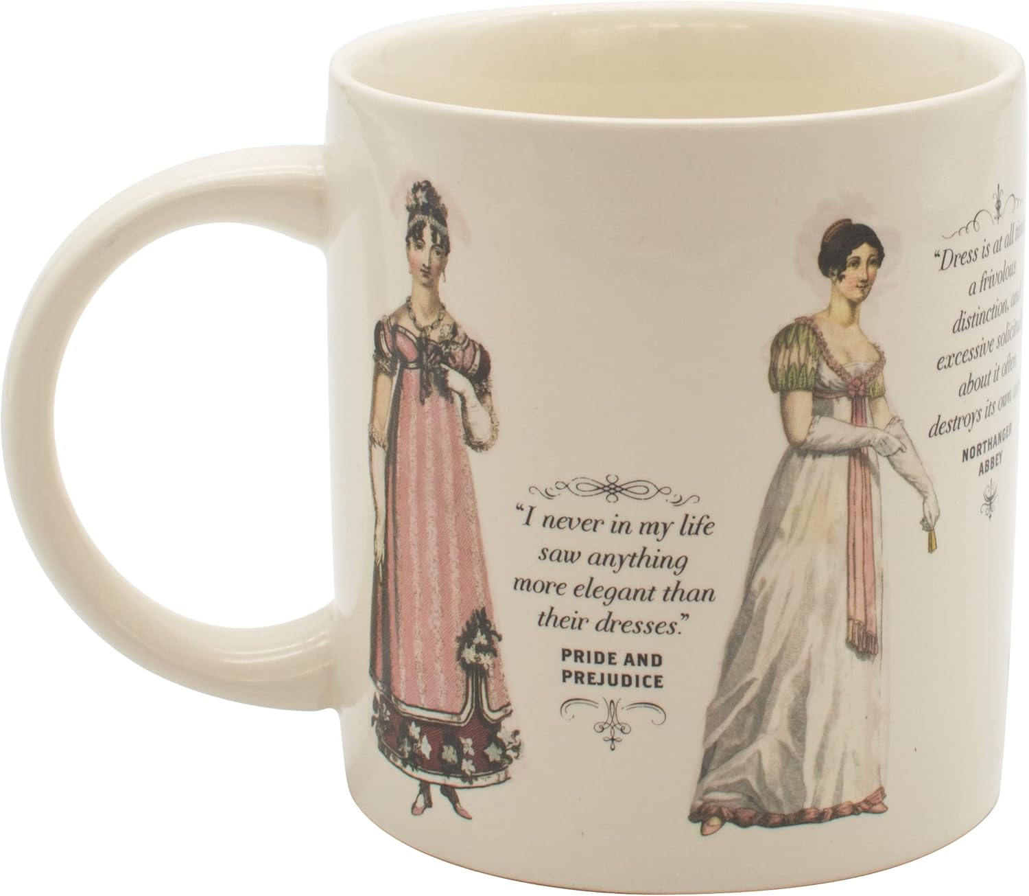The Unemployed Philosophers Guild Jane Austen Finery – Taza que cambia de color, transforma el calor, vestidos de noche reveladores, viene en caja