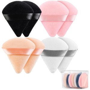 8 piezas triangulares de polvo facial con estuche, algodón suave triángulo de maquillaje de terciopelo, base cosmética, esponja licuadora, 8 piezas triangulares de polvo facial con estuche, algodón suave triángulo de maquillaje de terciopelo, base cosmética, esponja licuadora,