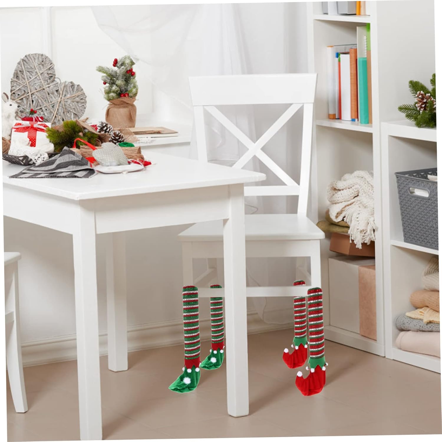 Garneck 1 juego de 4 fundas para patas de silla, decoraciones de fiesta, regalos de Navidad, pies de mesa, manga para silla de ancianos, calcetines