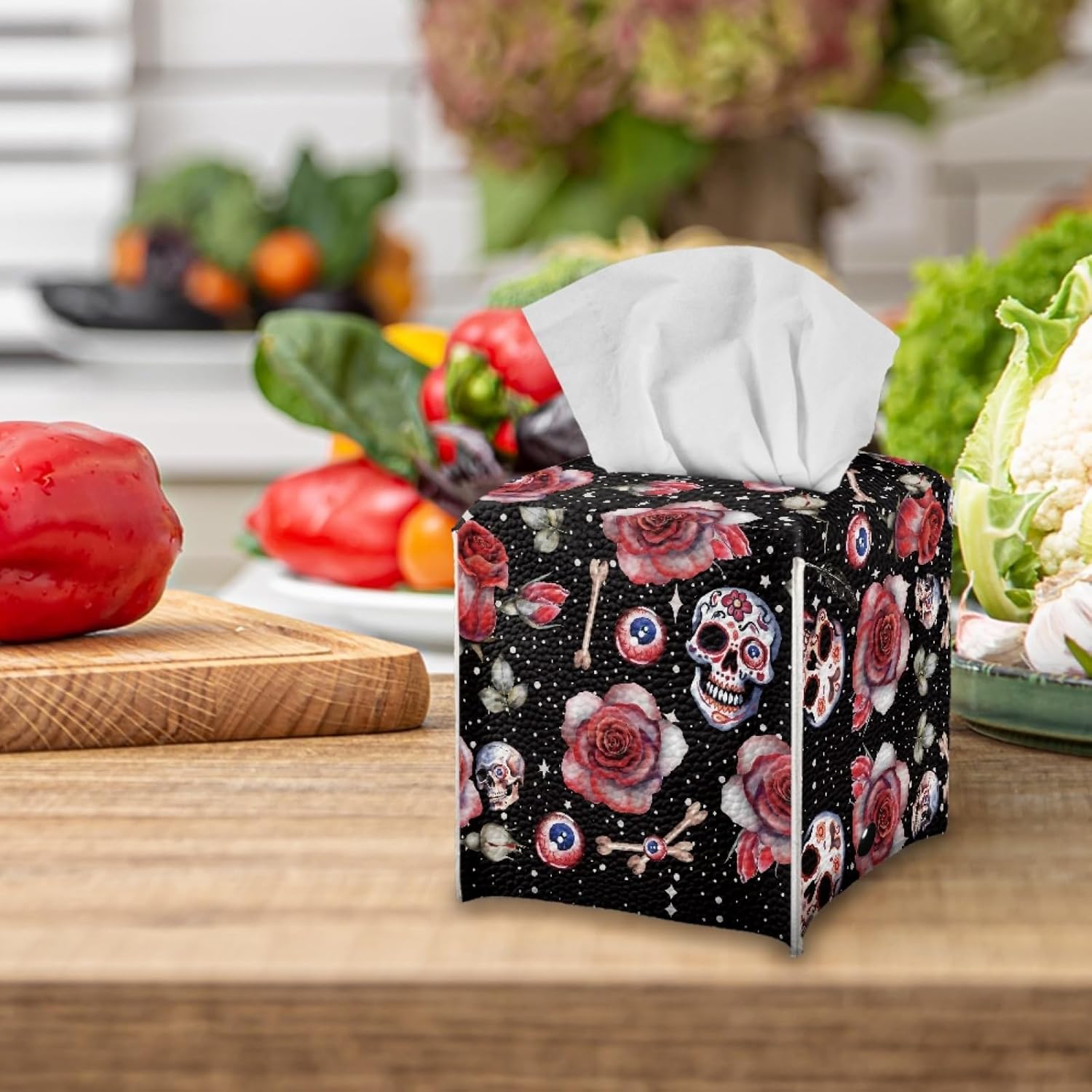 Cubierta cuadrada para caja de pañuelos de Halloween, accesorios de escritorio de oficina, cubierta de pañuelos Kleenex, soporte de pañuelos para