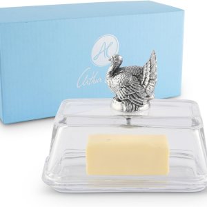 Arthur Court Mantequillera de cristal con tapa con perilla de pavo  Diseño clĂ¡sico de 2 piezas  Cubre y sostiene un palo estĂ¡ndar de mantequilla Arthur Court Mantequillera de cristal con tapa con perilla de pavo  Diseño clĂ¡sico de 2 piezas  Cubre y sostiene un palo estĂ¡ndar de mantequilla