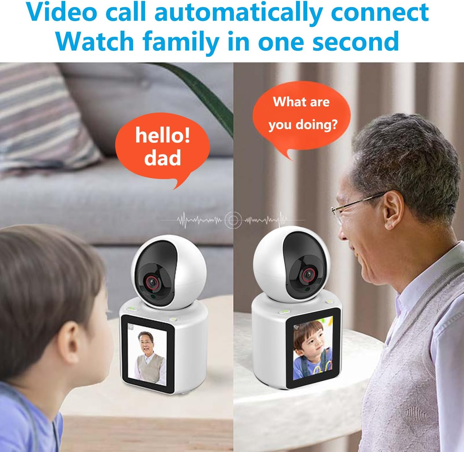 Cámara de videollamadas con pantalla HD de 2.8 pulgadas, cámara de video interior 1080P llamada activa con aplicación de teléfono, cámara para