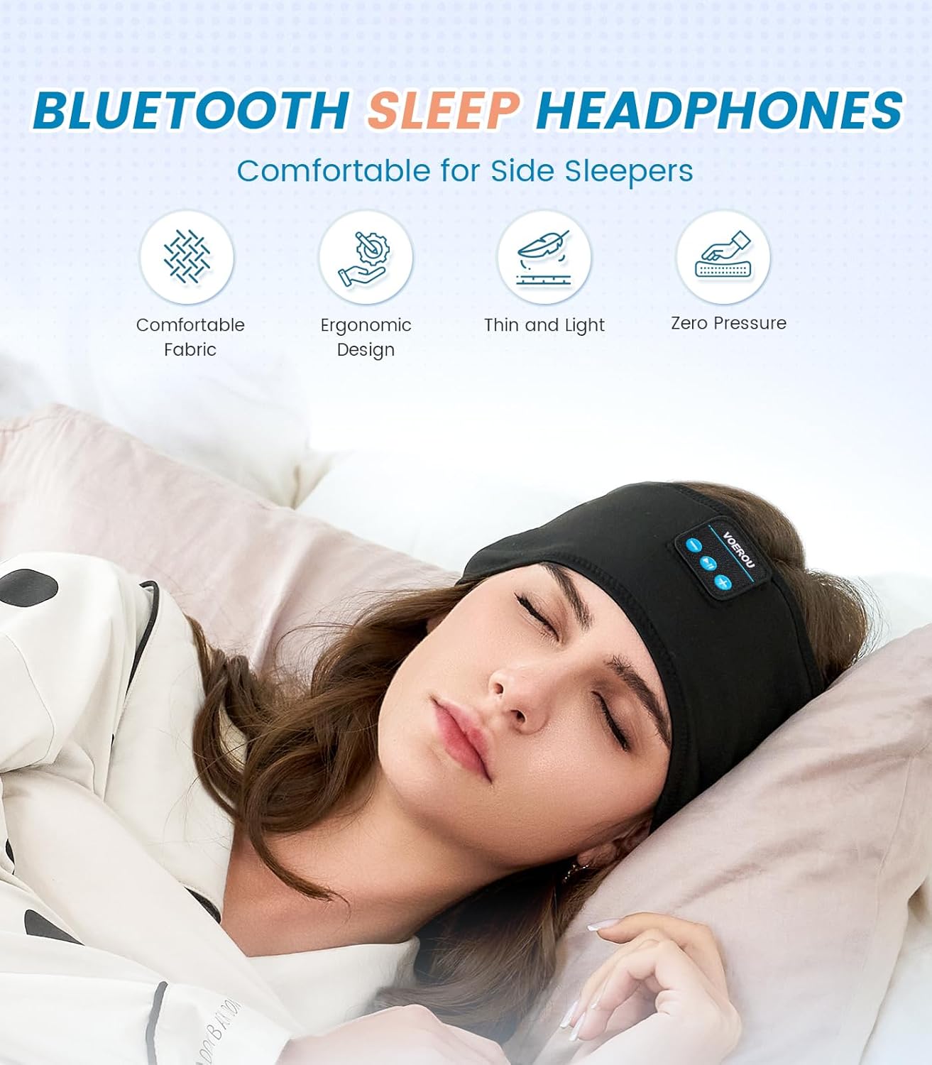 Voerou – Auriculares de diadema inalámbricos con Bluetooth para dormir, entrenamiento, yoga, insomnio, viajes, meditación