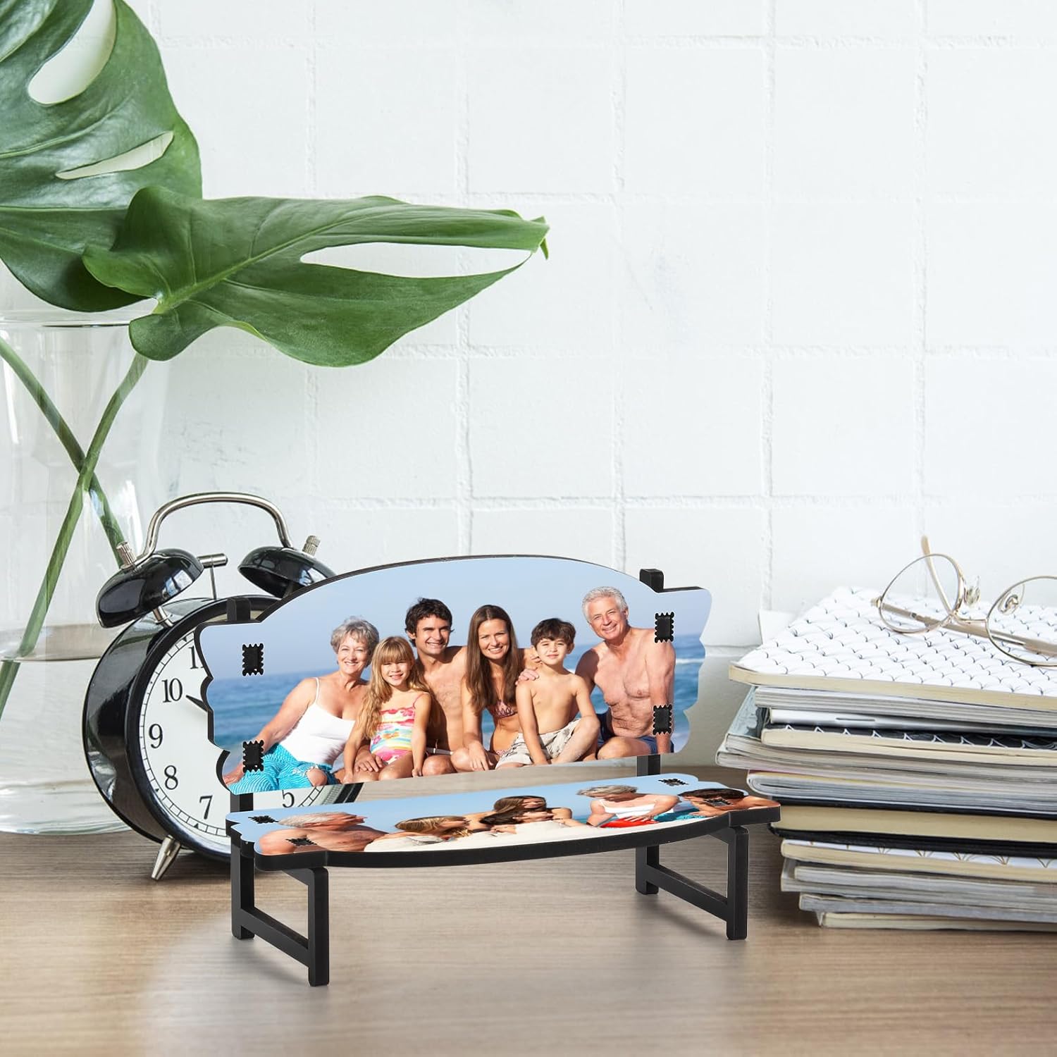 Paquete de 5 unidades de decoración de silla de banco conmemorativa en blanco, hecho a mano, marco de fotos de banco náutico, transferencia de