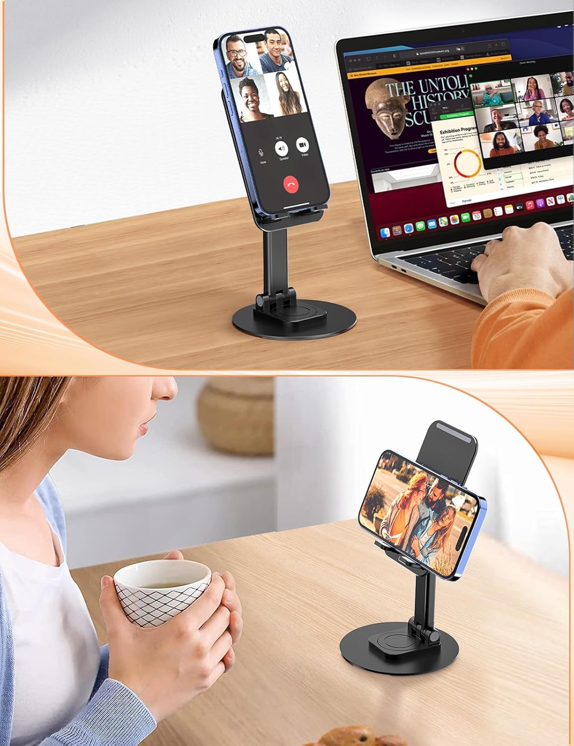 Ulanzi – Soporte giratorio para teléfono celular, soporte para teléfono móvil plegable ajustable en altura ajustable compatible con iPhone 15141312
