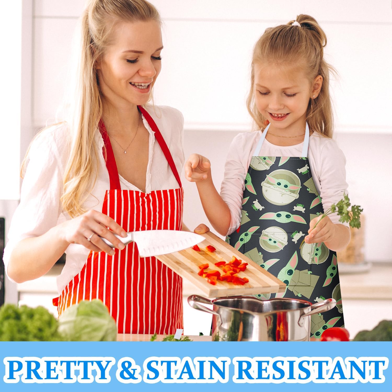 Akkya Delantales de cocina para niños pequeños, delantal de pintura de chef con bolsillo, para hornear, arte, jardinería, bata personalizada para