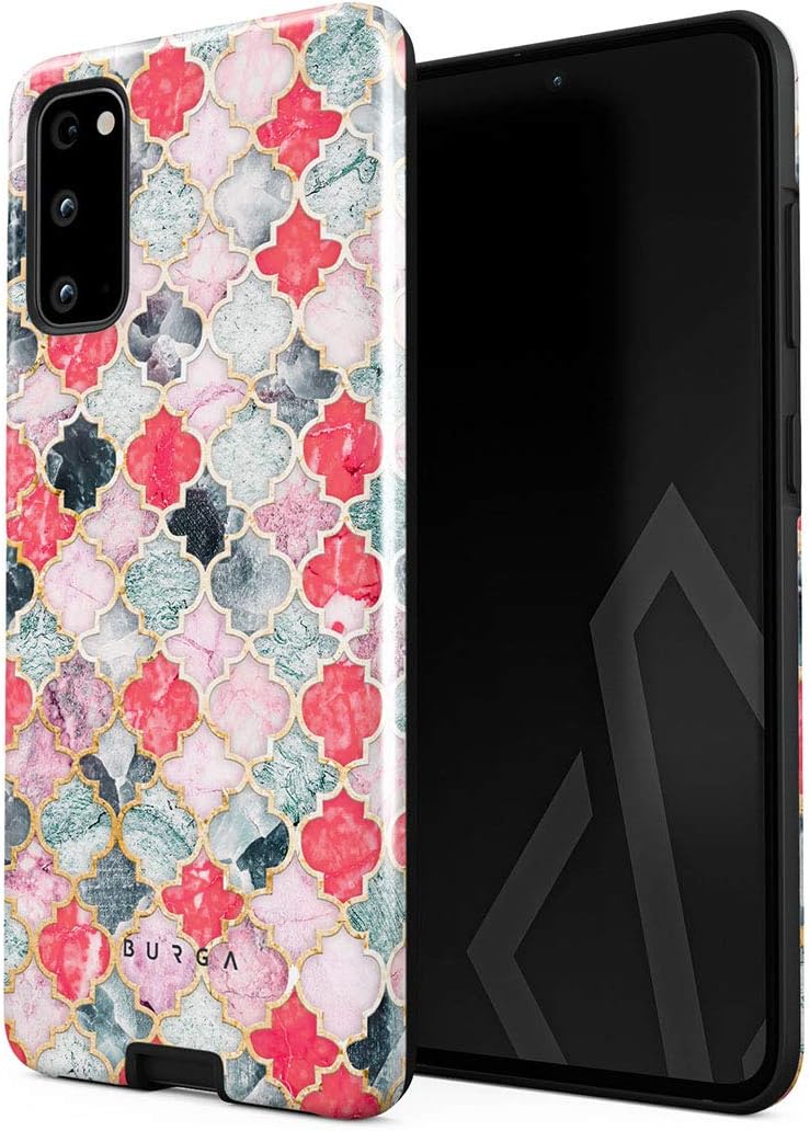 BURGA Funda para teléfono compatible con Samsung Galaxy S20 FE  Carcasa rígida híbrida de 2 capas + funda protectora de silicona  Mosaico de
