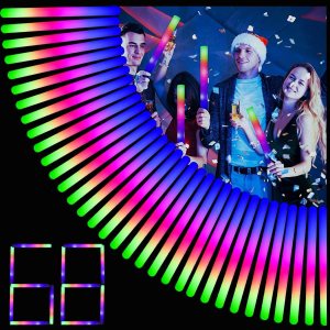 EXCECAR 68 varillas de espuma brillantes, varillas de espuma con luz LED con 3 modos de cambio intermitente, brilla en la oscuridad para eventos, EXCECAR 68 varillas de espuma brillantes, varillas de espuma con luz LED con 3 modos de cambio intermitente, brilla en la oscuridad para eventos,