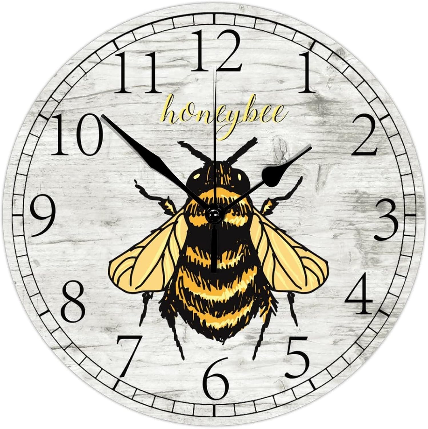 Reloj de pared retro estilo granja, abejas de abejas de miel, estilo antiguo, reloj de madera silencioso, sin tictac, funciona con pilas, reloj