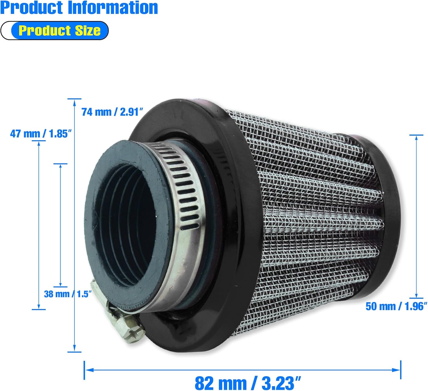 Filtro de aire de motocicleta de 1.496 in para SSR 110cc 125cc Coolster CRF Dirt Pit Bike GY6 50cc Scooter ciclomotor QMB139 piezas del motor (negro)