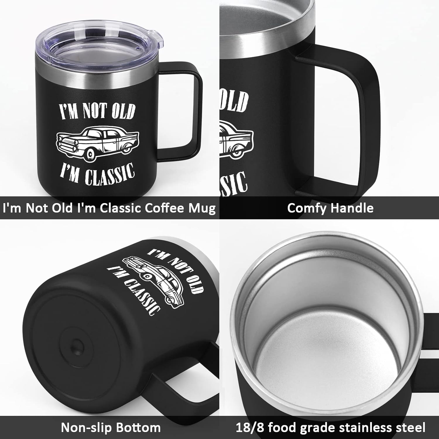 Taza de café con texto en inglés “I’m Not Old I’m Classic Car”, regalos para papá o abuelo, regalos para papá o abuelo, divertida taza de café para