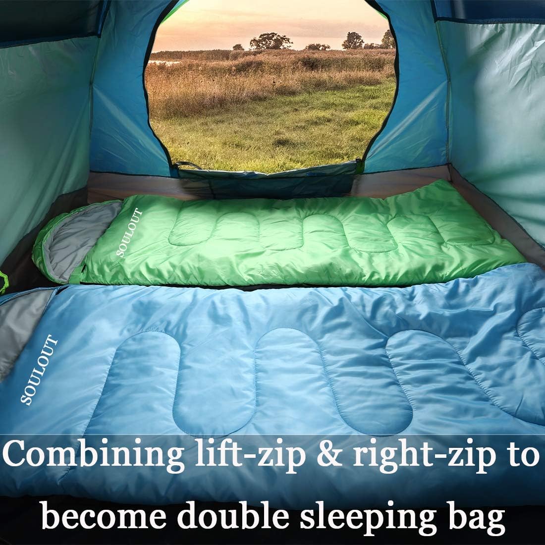 Saco de dormir, 3-4 estaciones, cálido clima frío, ligero, portátil, saco de dormir impermeable con saco de compresión para adultos y niños,
