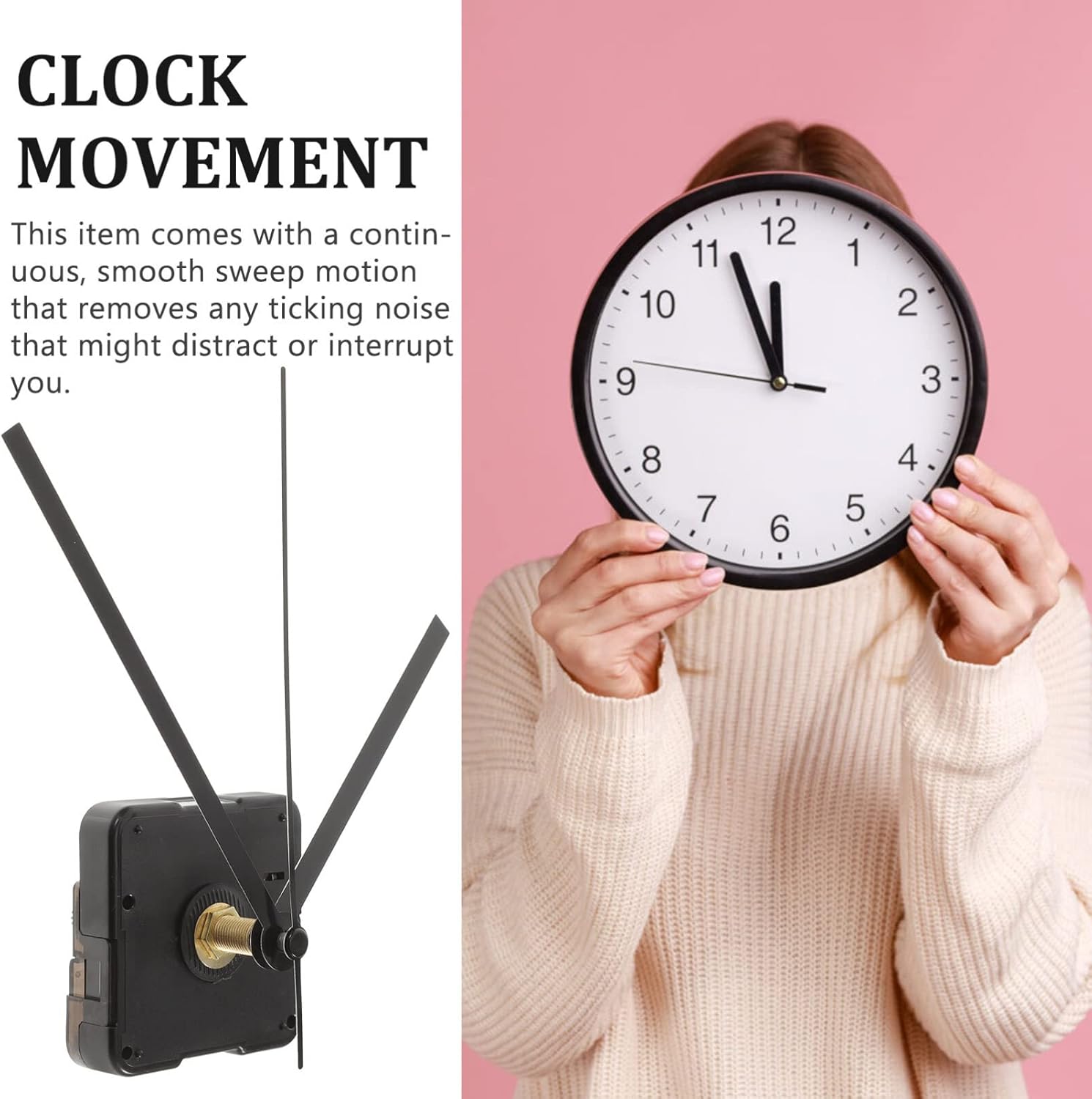 DECHOUS Kit de herramientas mecánicas Reloj de pared grande Reloj de pared de metal Reloj silencioso Movimiento Reloj de cuarzo Mecanismo de reloj