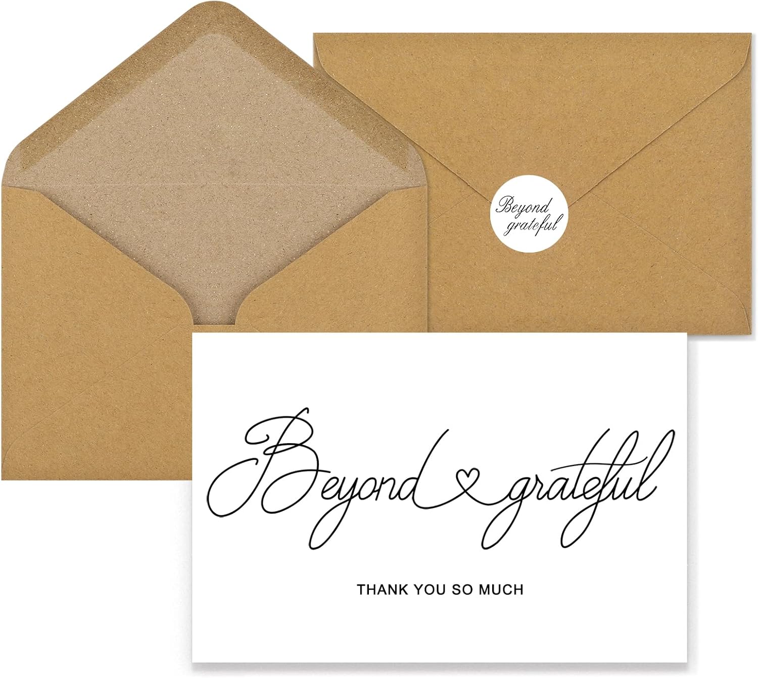 Tarjetas de agradecimiento con sobres y calcomanías, paquete a granel de 100 unidades, pequeñas tarjetas de agradecimiento en blanco de 4 x 6