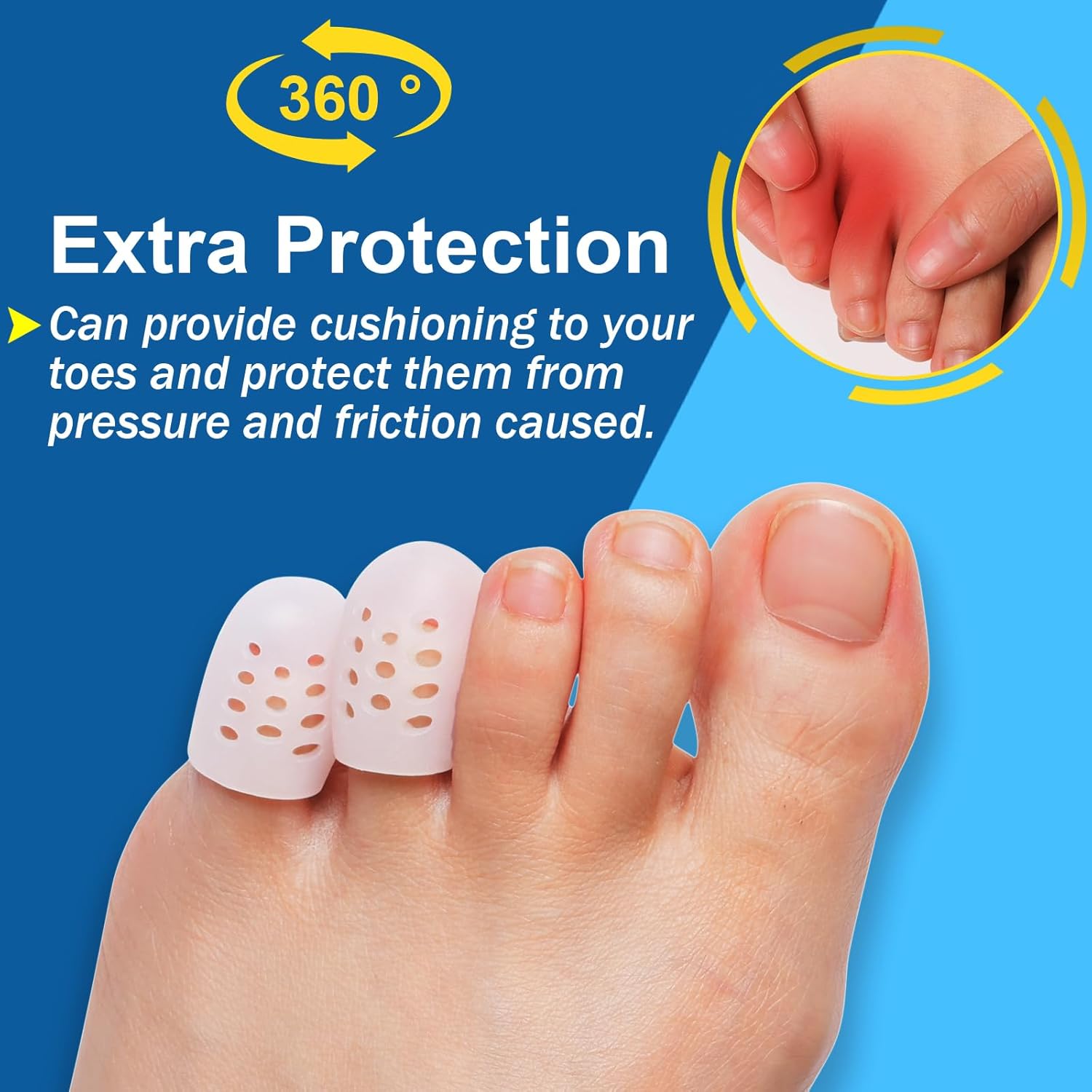 Protector de dedos de los pies, (20 unidades), transpirable, funda de gel para los dedos, ideal para ampollas, callos, dedos en martillo, pérdida de