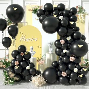 Henviro Globos de látex negro para fiesta, 154 globos de 5101218 pulgadas, globos de látex de calidad de helio como globos de fiesta de cumpleaños, Henviro Globos de látex negro para fiesta, 154 globos de 5101218 pulgadas, globos de látex de calidad de helio como globos de fiesta de cumpleaños,
