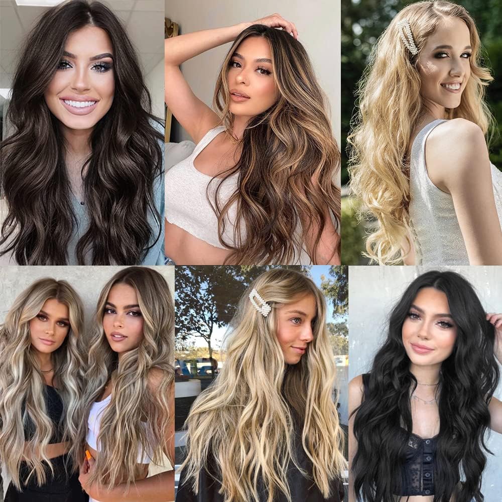Extensiones de cabello tipo halo de 20 pulgadas, extensiones de cabello con alambre invisible con diadema transparente de tamaño ajustable, 4 clips