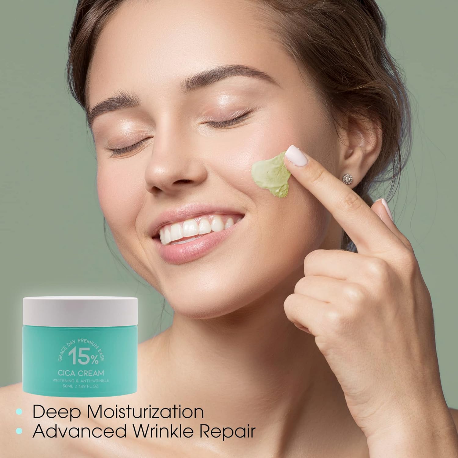 Cica (Centella Asiatica) Crema facial. Certificado 100% VEGANO. Crema de día y noche profundamente nutritiva e hidratante, contiene fuertes