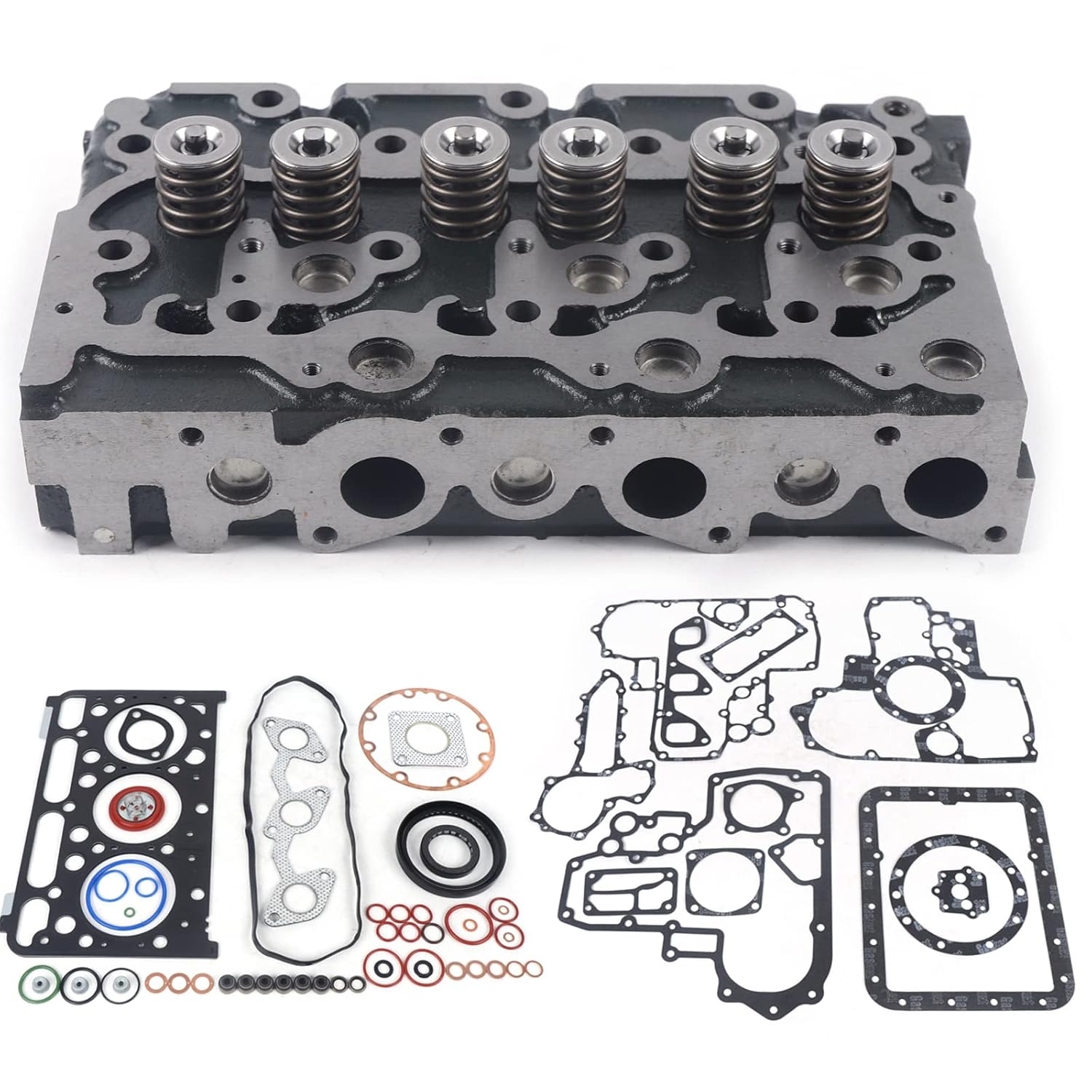 D1503 – Juego completo de culata y junta completa compatible con la excavadora Kubota KX91-3 U35 (stock de EE. UU.)