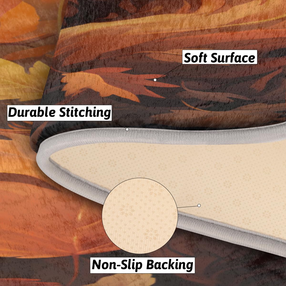 cfpolar Alfombra de baño de hojas de arce de lobo, antideslizante, tapete de baño de microfibra absorbente, lavable a máquina, tapete ovalado de