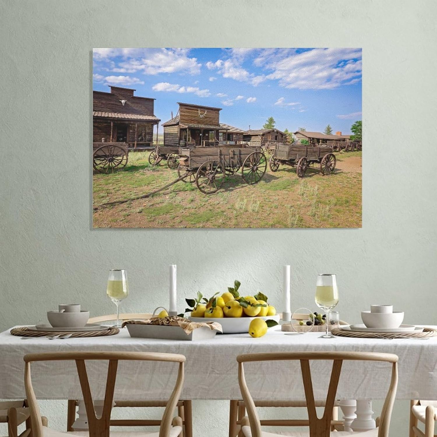 Pósteres de lona de estilo rústico de la ciudad fantasma del oeste del viejo oeste, decoración de dormitorio, decoración de oficina, regalos de