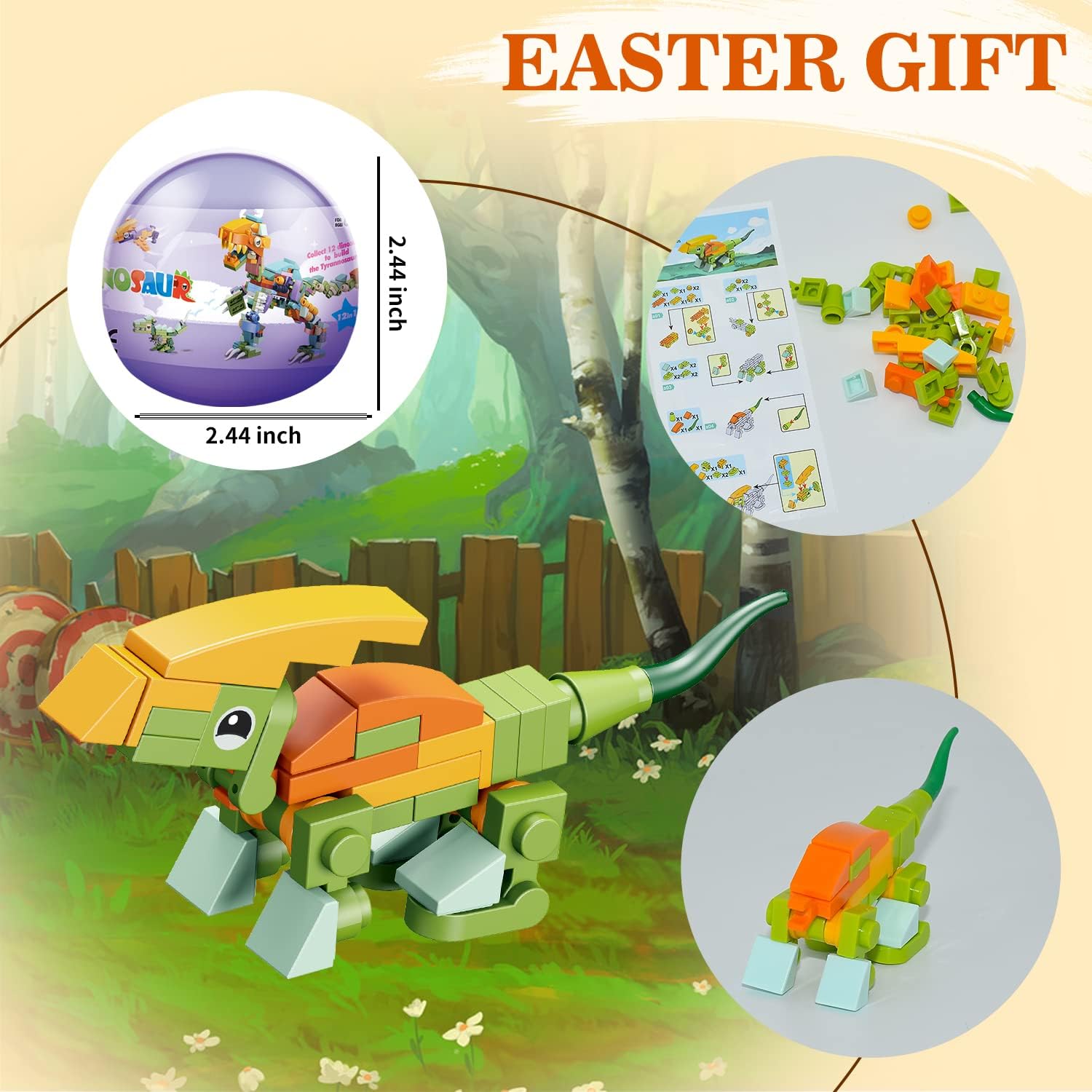 Juego de bloques de construcción de dinosaurios prellenados 12 en 1, 12 piezas de mini bloques de construcción, juguetes de bloques de construcción