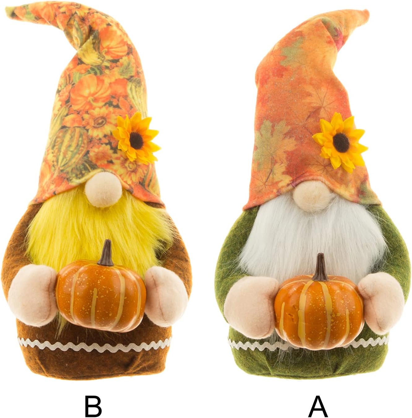 2 gnomos de otoño, hechos a mano, gnomos suecos Tomte que sostienen una calabaza, gnomos de Acción de Gracias, figuras de Tomte de otoño, decoración