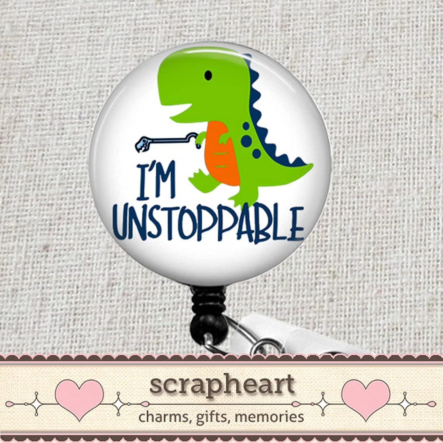 I’m Unstoppable OT Badge Reel, PICU Nurse Badge ID Holder, Dinosaur T-Rex OTR Badge Reel, Funny Occupational Therapy Gift