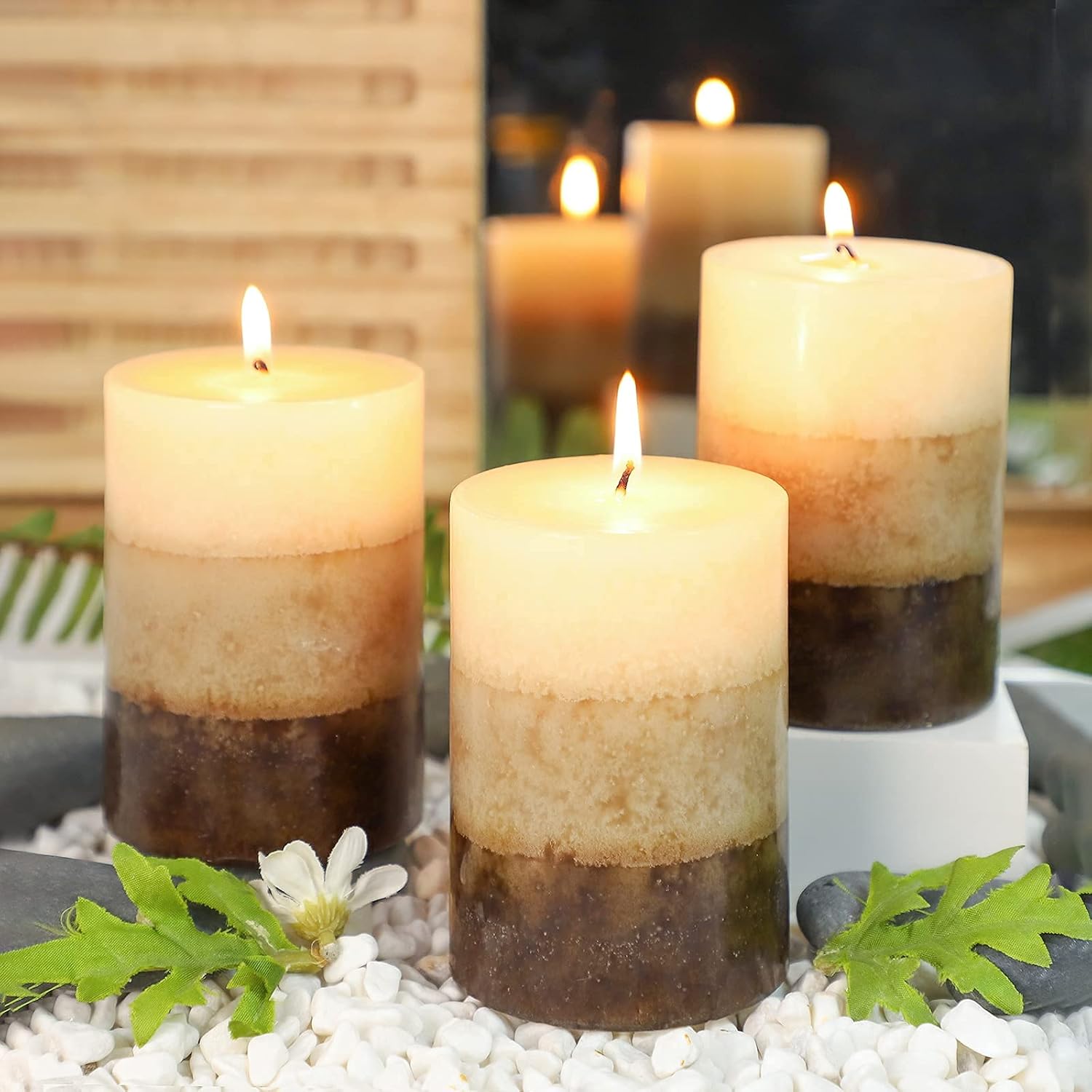 Pillar Candles – Velas aromáticas de vainilla con aroma a cupcake de Immeiscent para aromaterapia, más de 50 horas de combustión de larga duración,